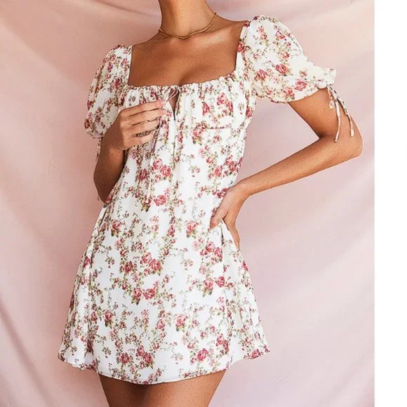 HOUSE OF CB 'Princess' Rose Print Mini Dress NWOT - Picture 2 of 8